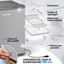 Carica l'immagine nel visualizzatore di Gallery, Stillstern Mini Frigorifero 45L E con Congelatore, Sbrinamento Automatico, Silenzioso, Compatto per Ufficio, Camera, Hotel e Bevande