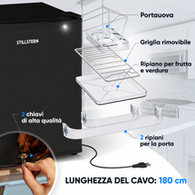 Carica l'immagine nel visualizzatore di Gallery, Stillstern Mini frigorifero E 45L con serratura e scomparto congelatore, Nero