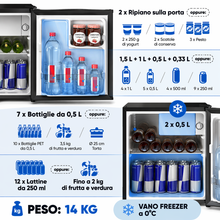 Carica l'immagine nel visualizzatore di Gallery, Stillstern Mini frigorifero E 45L con serratura e scomparto congelatore, Nero