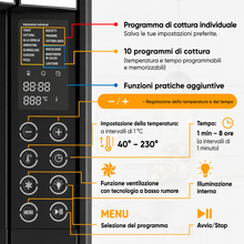 Carica l'immagine nel visualizzatore di Gallery, Stillstern Mini Forno Ventilato 35L con 13 Programmi, Timer 8h, Scongelamento, Mantenimento Caldo, Rivestimento Antiaderente, Pizza Ø28