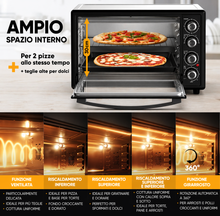 Carica l'immagine nel visualizzatore di Gallery, Stillstern Mini Forno a Convezione 45L con Girarrosto, Grill e Timer 2h, Funzione Scongelamento, Rivestimento Antiaderente, Pizza Ø32