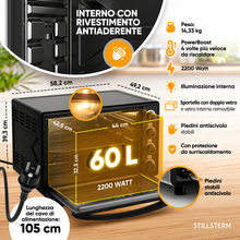 Carica l'immagine nel visualizzatore di Gallery, Stillstern Mini Forno a Convezione 60L con Girarrosto, Grill e Timer 2h, Funzione Scongelamento, Rivestimento Antiaderente, Pizza Ø40