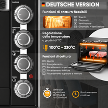 Carica l'immagine nel visualizzatore di Gallery, Stillstern Mini Forno a Convezione 60L con Girarrosto, Grill e Timer 2h, Funzione Scongelamento, Rivestimento Antiaderente, Pizza Ø40