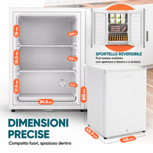 Carica l'immagine nel visualizzatore di Gallery, Stillstern Congelatore a Pozzetto 42L Silenzioso, 4 Stelle -18°C, Compatto con Serratura, Porta Reversibile, Ideale per Ufficio e Campeggio, Bianco