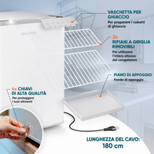 Carica l'immagine nel visualizzatore di Gallery, Stillstern Congelatore a Pozzetto 42L Silenzioso, 4 Stelle -18°C, Compatto con Serratura, Porta Reversibile, Ideale per Ufficio e Campeggio, Bianco