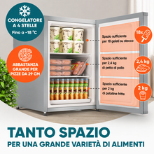 Carica l'immagine nel visualizzatore di Gallery, Stillstern Congelatore Mini 42L Silenzioso, 4 Stelle -18°C, Compatto con Serratura, Porta Reversibile, Ideale per Ufficio e Campeggio, Argento