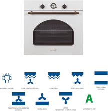 Carica l'immagine nel visualizzatore di Gallery, Forno Elettrico da Incasso 60L Ventilato CATA MRA7108BK Nero Rustico e Bianco Rustico – Classe A 7 Funzioni