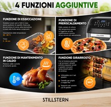 Carica l'immagine nel visualizzatore di Gallery, Stillstern Friggitrice ad Aria 12L MULTI-FryHD 1800W XXL, 12 Programmi, Touch LED, Preriscaldamento, Mantenimento Caldo, Senza Olio, Nero