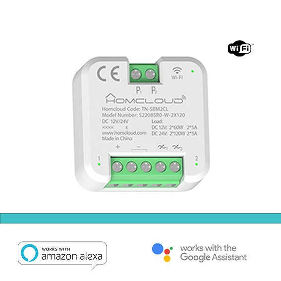 Modulo Pulsante Rele' Wi-Fi 12/24V - 2 Canali Da Incasso (Tn-Sbm2Cl)