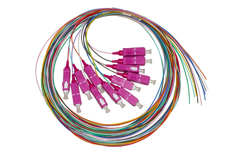 Set 12 Cavi Pigtail Fibra Ottica Colorati Connettori Sc Om4 Simplex 2 Mt (Lksc12Pt4)