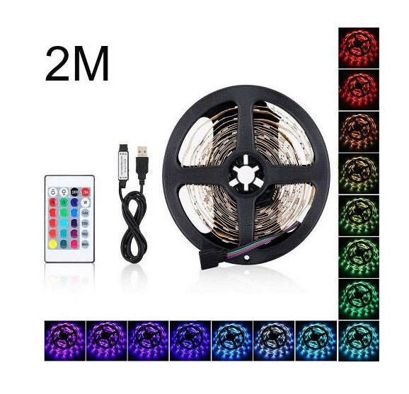 Striscia Led Strip Adesiva Luce Rgb Ingresso Usb 2M Flessibile Tagliabile (Ab-Z811)