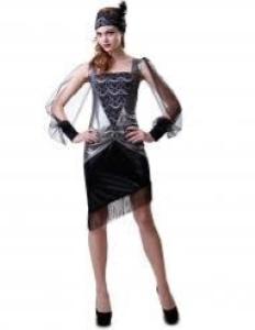 Costume Donna Cabaret Nero/ Grigio Ad. Tg.M/L