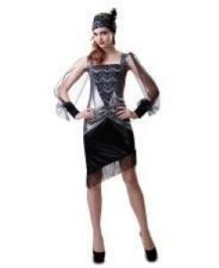 Costume Donna Cabaret Nero/Grigio Ad. Tg.S