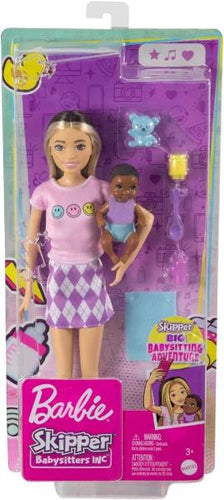 Barbie Skipper Babysitter Playset Gonna A Quadri E Bebe Di Colore