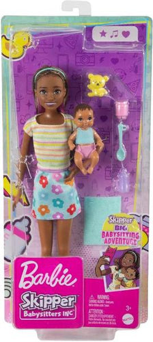 Barbie Skipper Babysitter Playset Gonna Con Fiori E Maglia A Righe