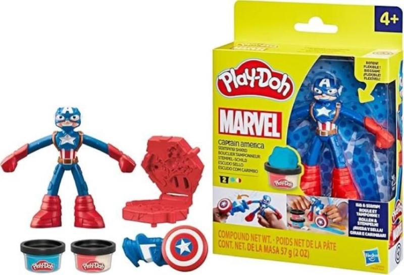 Playdoh Action Figures Marvel Capitan America Con Stampino A Forma Di Scudo