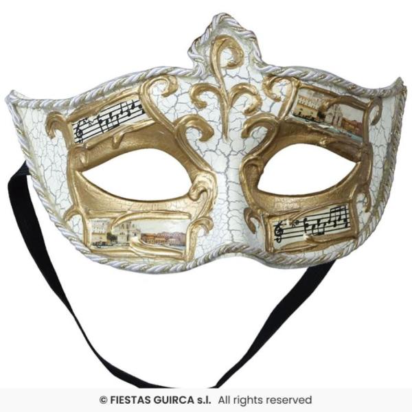 Maschera Veneziana Con Spartito Musicale