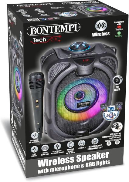 Amplificatore Cassa Dinamico Wireless Con Microfono Colori Arcobaleno Karaoke