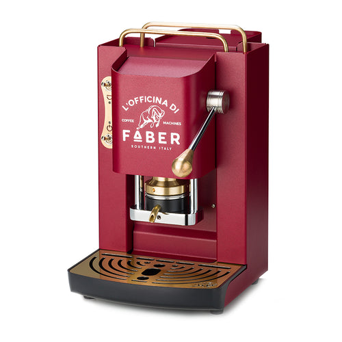 Faber Pro Deluxe Rosso Ciliegia-Macchina Per Caffe''-Pressacialda In Ottone-Elettrovalvola E Termostato 95-Telaio In Acciaio