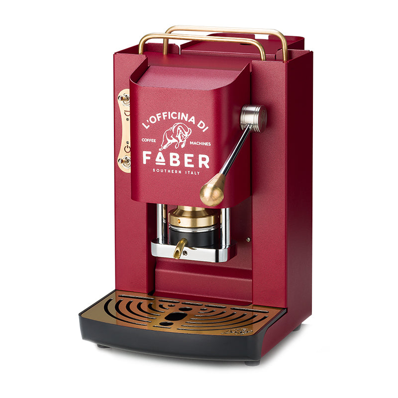 Faber Pro Deluxe Rosso Ciliegia-Macchina Per Caffe''-Pressacialda In Ottone-Elettrovalvola E Termostato 95-Telaio In Acciaio