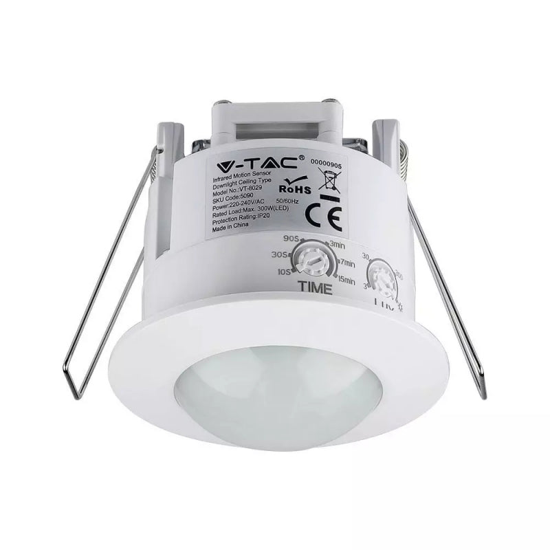 Vtac Vt8029 (Bianco)  Sensore Di Movimento E Crepuscolare A Incasso  Rilevazione 6 Metri  Ip20