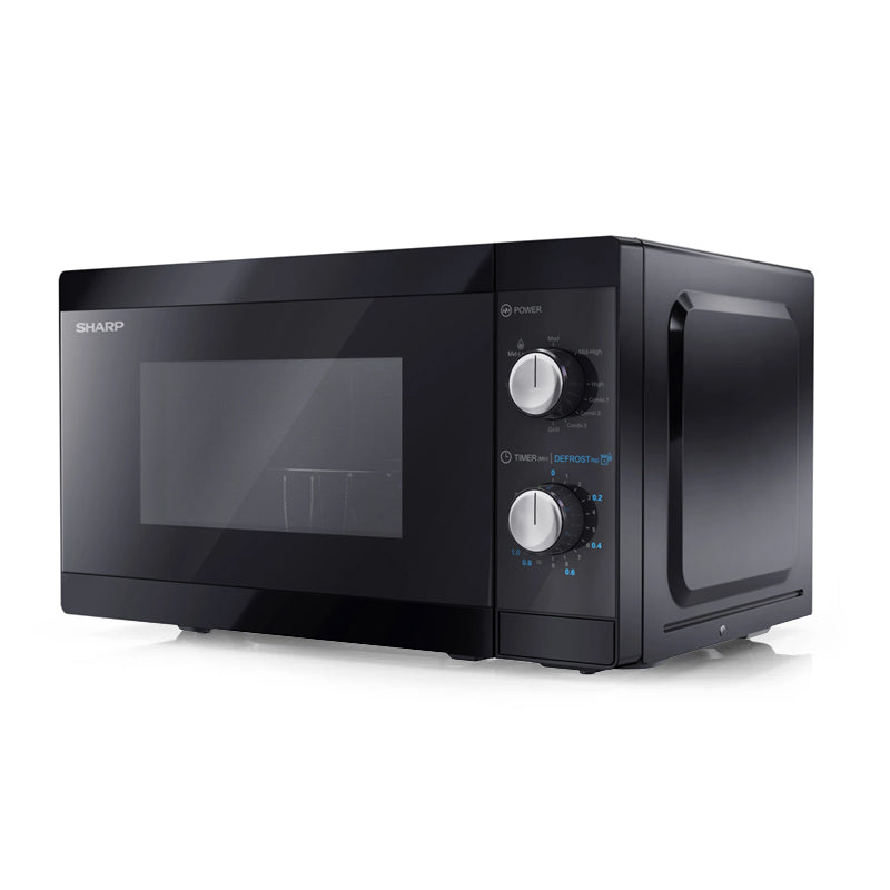 Sharp Ycmg01Eb  Forno A Microonde 20L  800W  Controllo Analogico  Grill  5 Livelli Di Potenza  Black