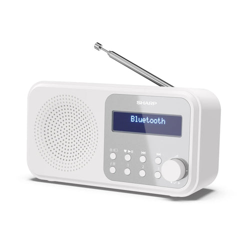 Sharp Dr-P420(Wh) - Radio Digitale Portatile - Dab/Dab+ - Lcd Monocromatico - Bluetooth 5.0 - White