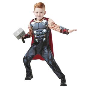 Costume Bambino Thor C/Muscoli E Martello 5/6 Cm 110/116