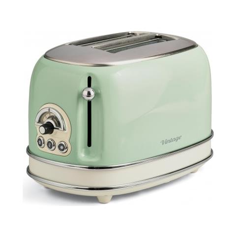 Ariete Toaster Vintage Verde (0155/04)  Tostapane Elettrico In Metallo  6 Livelli Doratura  Espulsione Automatica  810W