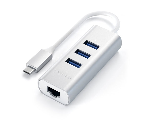 Hub Usb-C 2-In- 1 - 3 Porte Usb 3.0 + Ethernet Silver