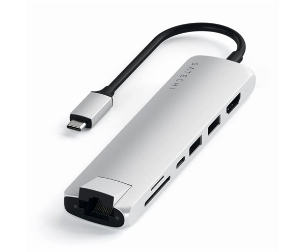 Hub Slim Usb-C Multiporta Con Adattatore Ethernet - Silver