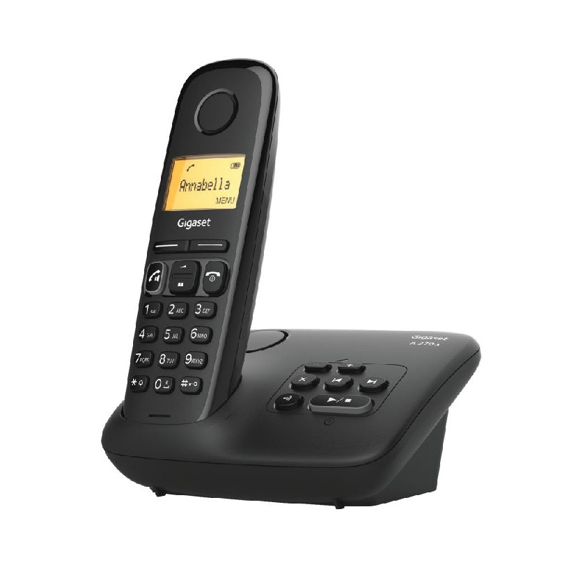 Gigaset A270A (Nero) - Telefono Cordless - Funzione Sveglia - Vivavoce - Segreteria