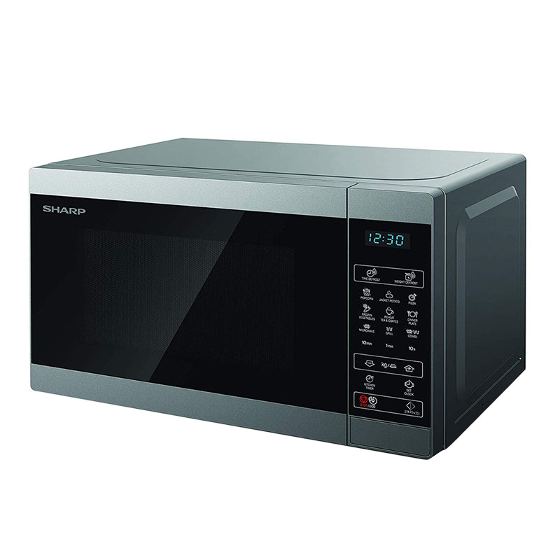 Sharp Yc-Mg02E-S - Forno A Microonde 20L - 800W - Controllo Digitale - Grill - 11 Livelli Di Potenza - Black/Silver