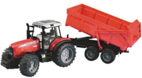 Bruder Trattore Massey Ferguson Con Rimorchio Ribaltibile