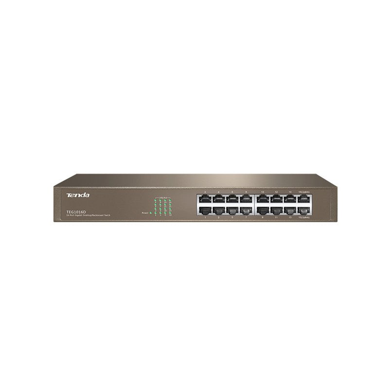 Tenda Teg1016D-Rack Switch 16 Porte Gigabit-10/100/1000 Mbps-Chassis Metallo
