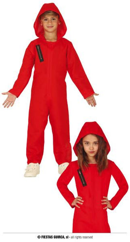 Costume Casa Di Carta Carcerata Carcerato Cappuccio Rosso Taglia 7-9 Anni