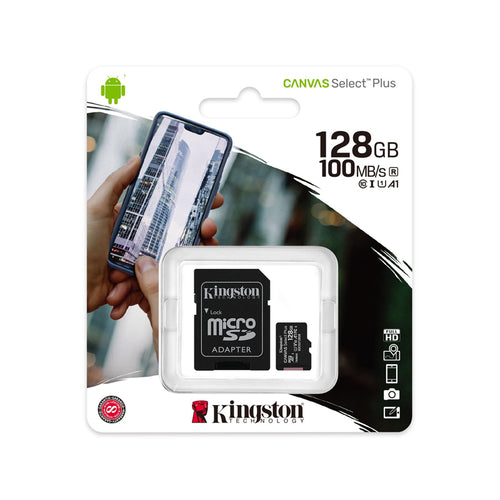 Kingston Canvas Select Plus 128Gb (Sdcs2/128Gb)-Micro Sd 128Gb + Adattatore Sd