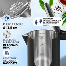 Carica l'immagine nel visualizzatore di Gallery, Stillstern Bollitore Elettrico 1,7L con Controllo Temperatura 40-55-70-85-100°C, 2200W, Mantenimento Calore 12h, Beccuccio Precisione Acciaio Inox
