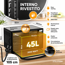 Carica l'immagine nel visualizzatore di Gallery, Stillstern Mini Forno a Convezione 45L con 13 Programmi, Timer 8h, Scongelamento, Mantenimento Caldo, Rivestimento Antiaderente, Pizza Ø32
