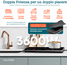 Carica l'immagine nel visualizzatore di Gallery, Stillstern ChefKoch Xtreme Duo Piano cottura a induzione doppio, 3600 W, 18 livelli di potenza, timer 24 ore
