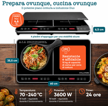 Carica l'immagine nel visualizzatore di Gallery, Stillstern ChefKoch Xtreme Duo Piano cottura a induzione doppio, 3600 W, 18 livelli di potenza, timer 24 ore
