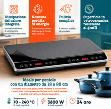 Carica l'immagine nel visualizzatore di Gallery, Stillstern ChefKoch Xtreme Duo Piano cottura a induzione doppio, 3600 W, 18 livelli di potenza, timer 24 ore
