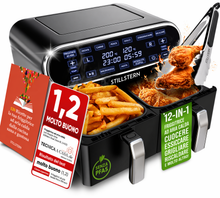 Carica l'immagine nel visualizzatore di Gallery, Stillstern Friggitrice ad Aria 8L Dual Zone 2400W per 1-8 Persone, 8 Programmi, 55-200°C, Funzione Shake, Essiccazione, Scongelamento, Mantenimento Caldo
