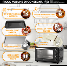 Carica l'immagine nel visualizzatore di Gallery, Mini Forno a Convezione 35L Stillstern con Girarrosto, Grill e Timer 2h, Funzione Scongelamento, Rivestimento Antiaderente, Pizza Ø28
