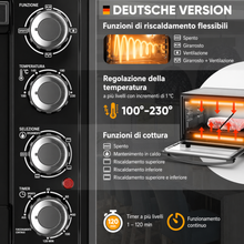 Carica l'immagine nel visualizzatore di Gallery, Mini Forno a Convezione 35L Stillstern con Girarrosto, Grill e Timer 2h, Funzione Scongelamento, Rivestimento Antiaderente, Pizza Ø28
