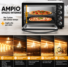 Carica l'immagine nel visualizzatore di Gallery, Mini Forno a Convezione 35L Stillstern con Girarrosto, Grill e Timer 2h, Funzione Scongelamento, Rivestimento Antiaderente, Pizza Ø28
