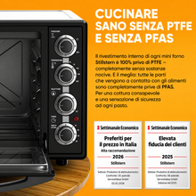 Carica l'immagine nel visualizzatore di Gallery, Stillstern Mini Forno a Convezione 60L con Girarrosto, Grill e Timer 2h, Funzione Scongelamento, Rivestimento Antiaderente, Pizza Ø40
