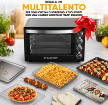 Carica l'immagine nel visualizzatore di Gallery, Stillstern Mini Forno a Convezione 60L con Girarrosto, Grill e Timer 2h, Funzione Scongelamento, Rivestimento Antiaderente, Pizza Ø40
