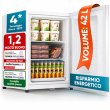 Carica l'immagine nel visualizzatore di Gallery, Stillstern Congelatore a Pozzetto 42L Silenzioso, 4 Stelle -18°C, Compatto con Serratura, Porta Reversibile, Ideale per Ufficio e Campeggio, Bianco
