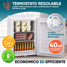 Carica l'immagine nel visualizzatore di Gallery, Stillstern Congelatore a Pozzetto 42L Silenzioso, 4 Stelle -18°C, Compatto con Serratura, Porta Reversibile, Ideale per Ufficio e Campeggio, Bianco
